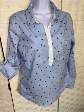 Zara Basic Collection Button 1/2 down blouse size Small
